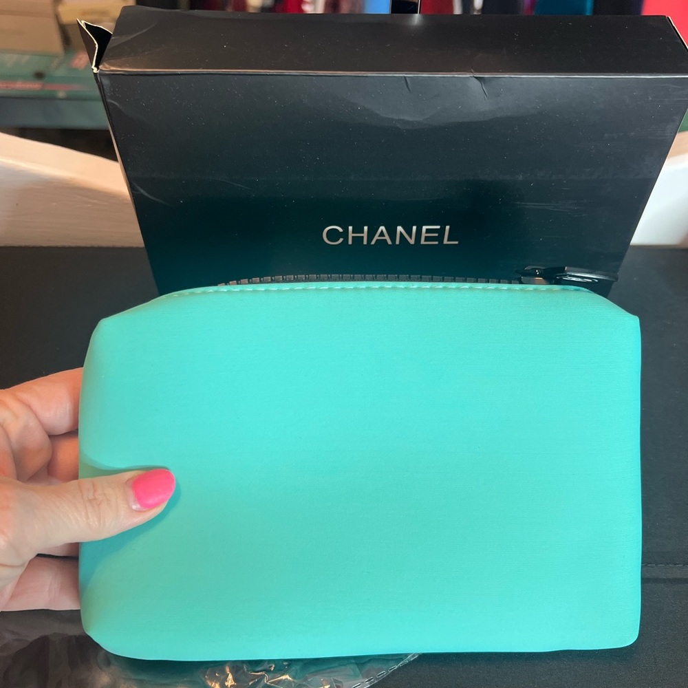 Chanel Teal Cosmetic Pouch - Picture 7 of 9